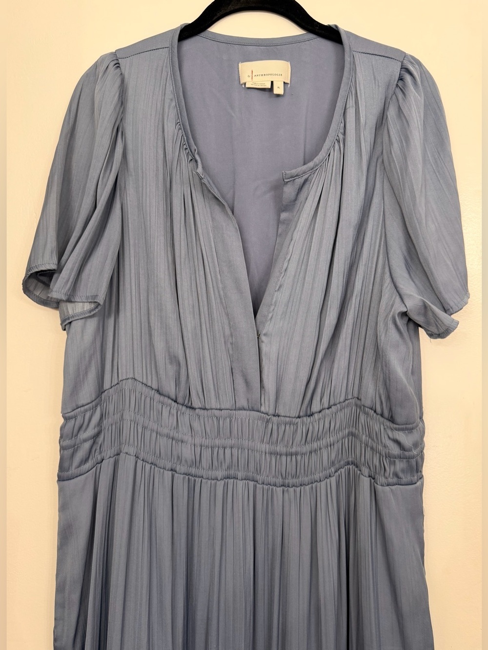 Anthropologie The Somerset Satin Maxi Dress Blue Slate Size XL - Picture 8 of 9